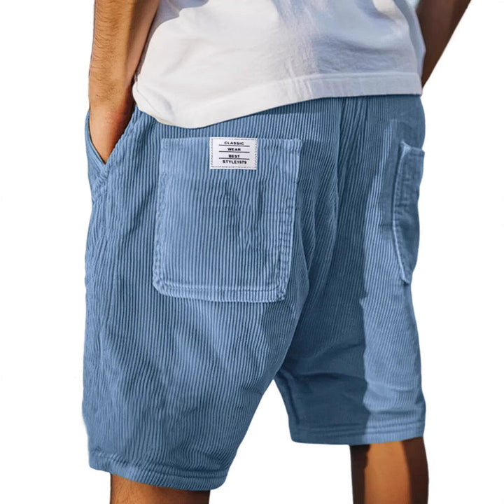 Close up of textured fabric on mens fashion tailored shorts