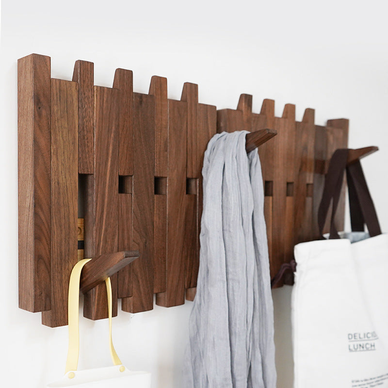 Complete set of adjustable wooden wall mount coat rack and hardware