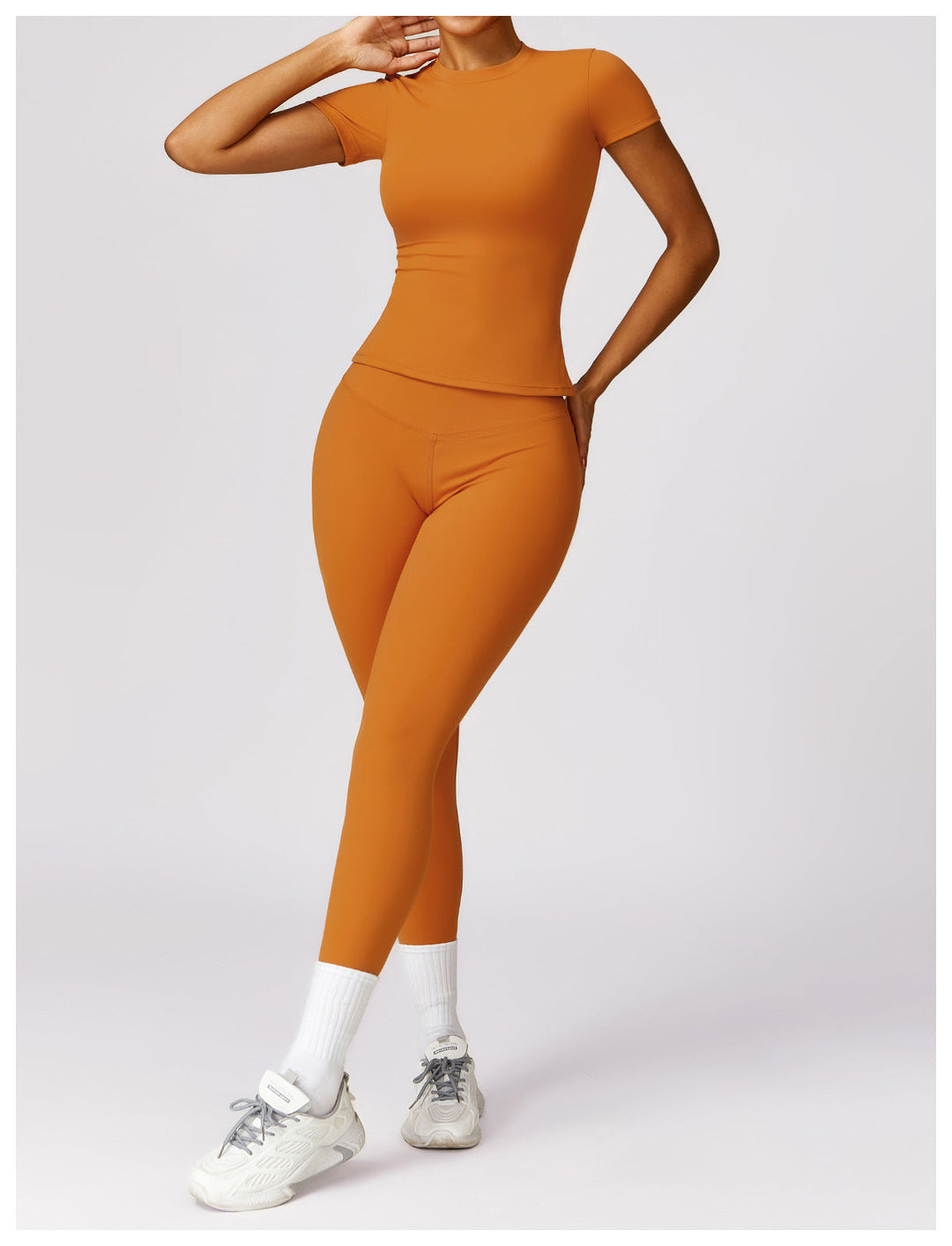 Side view of womens activewear sports set designed for comfort