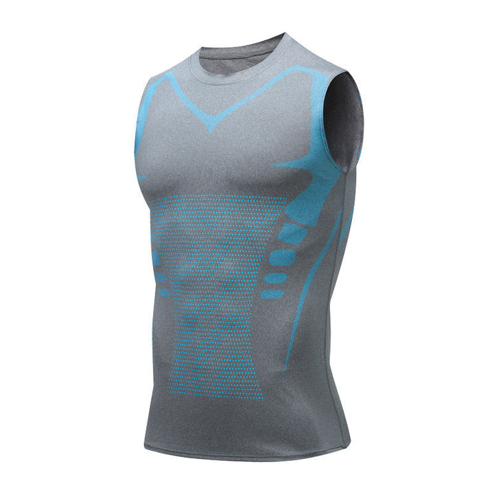 Side profile of model wearing the posture corrector shaping tank top