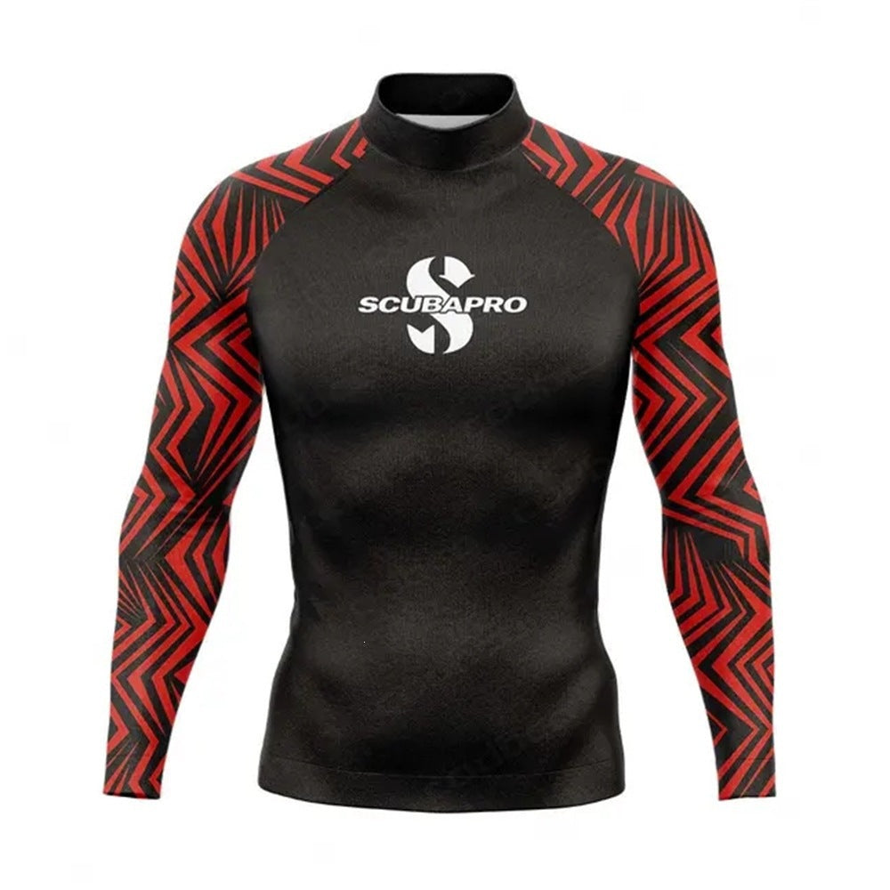 Compression fit long sleeve surf shirt for men in active water sports