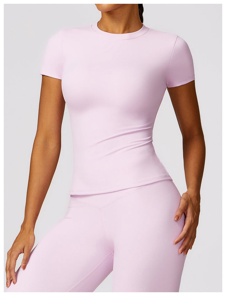 Short sleeve workout crop top from seamless fitness apparel collection