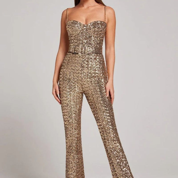 Elegant women's white jumpsuit for evening wear and formal events