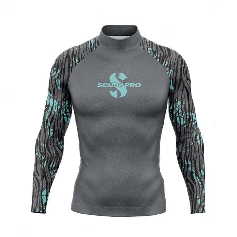 Men's water sports swim shirt paired with boardshorts