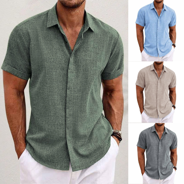 Front view of mens short sleeve summer shirt for casual wear fashion