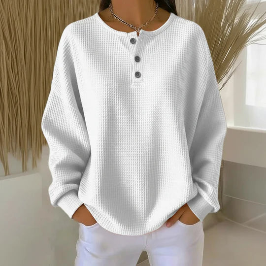 Brenna | Women’s Waffle Knit Henley Sweater
