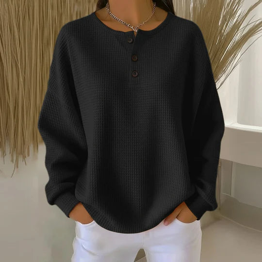 Brenna | Women’s Waffle Knit Henley Sweater