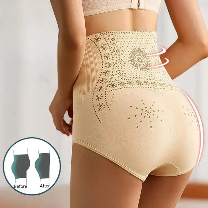 Detailed shot of breathable shapewear fabric and elastic waistband