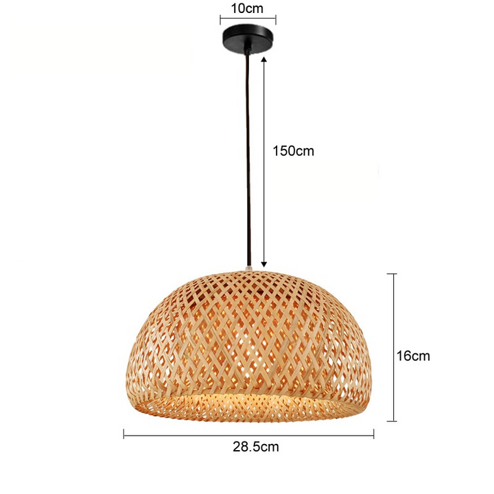 Boho chic interior design featuring a natural fiber pendant light