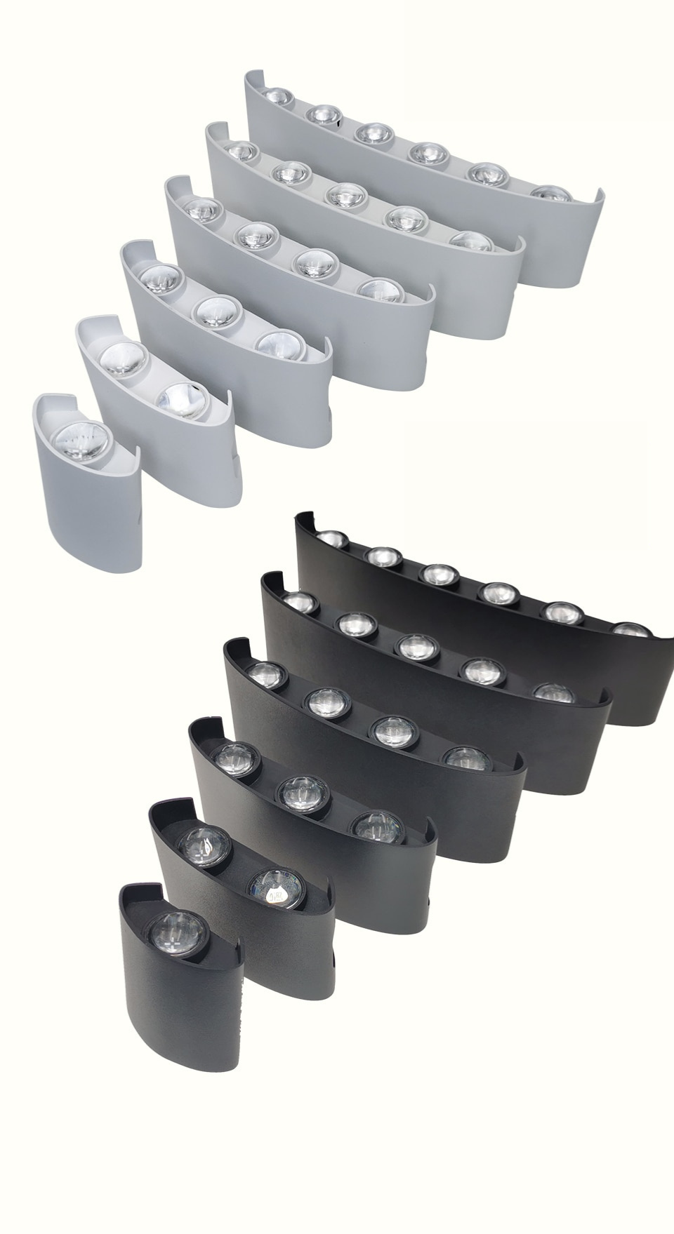 Close-up of the sleek aluminum finish on a contemporary wall mounted lighting fixture.