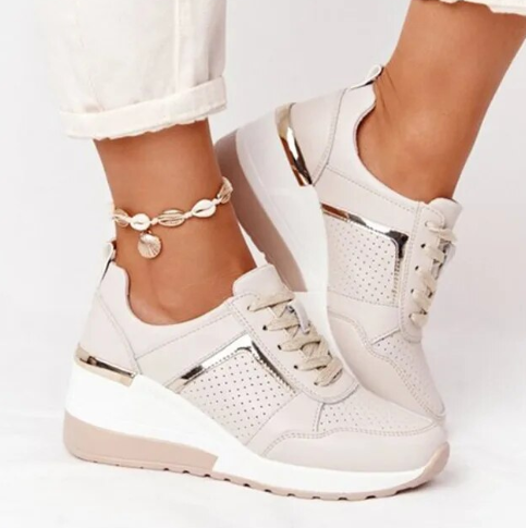 Close-up of women's orthopedic footwear detailing soft mesh texture and padding