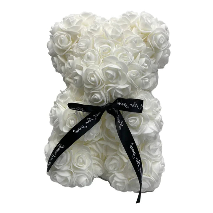 Close up of soft foam rose flower bear romantic present