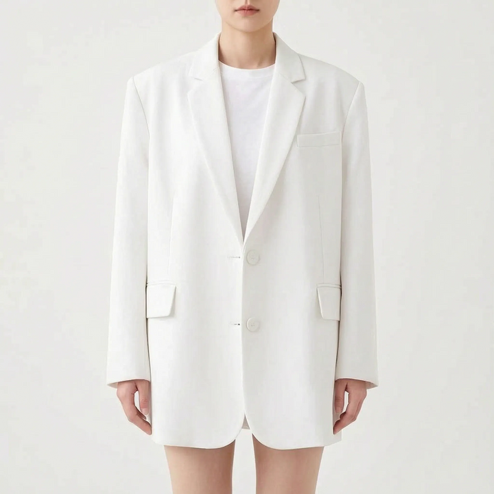 Womens fashion outerwear styled as an office wear blazer in neutral tone