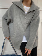 Evera | Women’s Oversized Zip Up Knit Cardigan