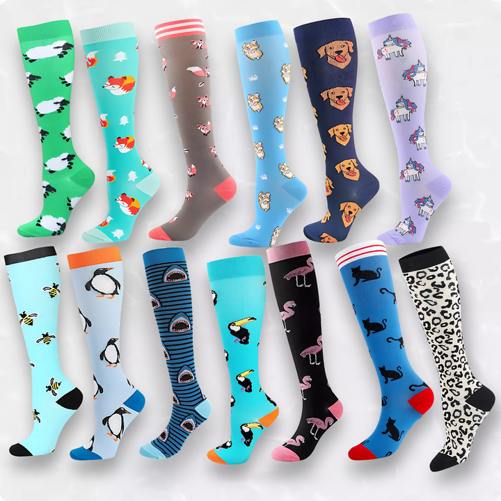 Therapeutic circulation socks with gentle top band comfort