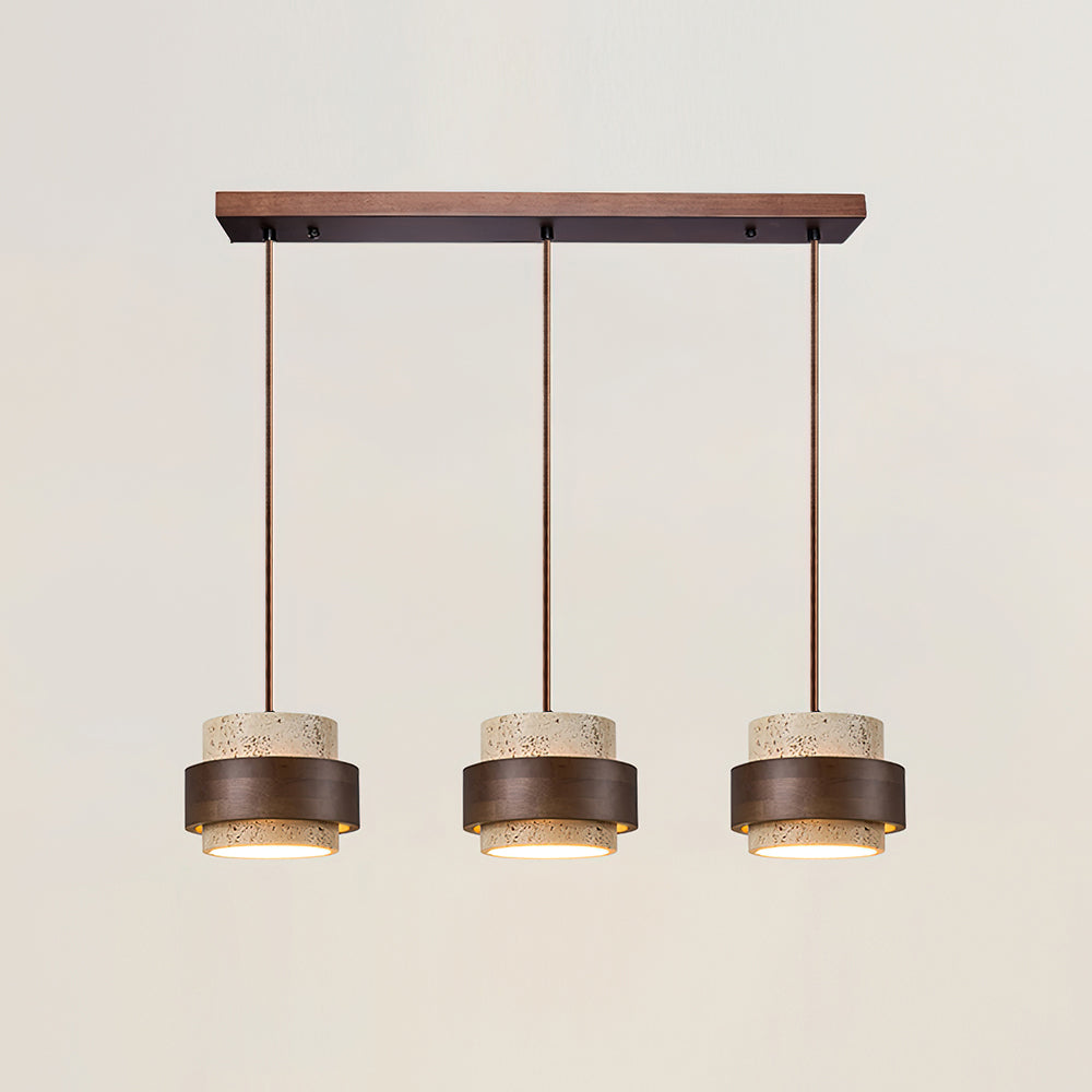 Elegant modern lamp made of genuine travertine stone for sophisticated spaces