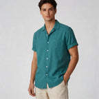 Men’s Waffle Knit Short Sleeve Button Up Shirt