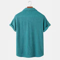 Men’s Waffle Knit Short Sleeve Button Up Shirt