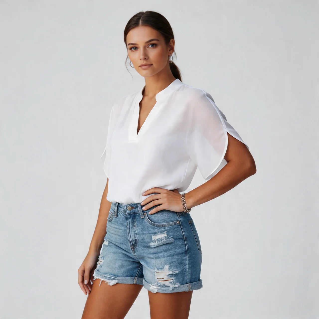 Women’s V Neck Blouse Soft Fit