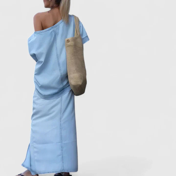 Women’s Off Shoulder Maxi Skirt Set