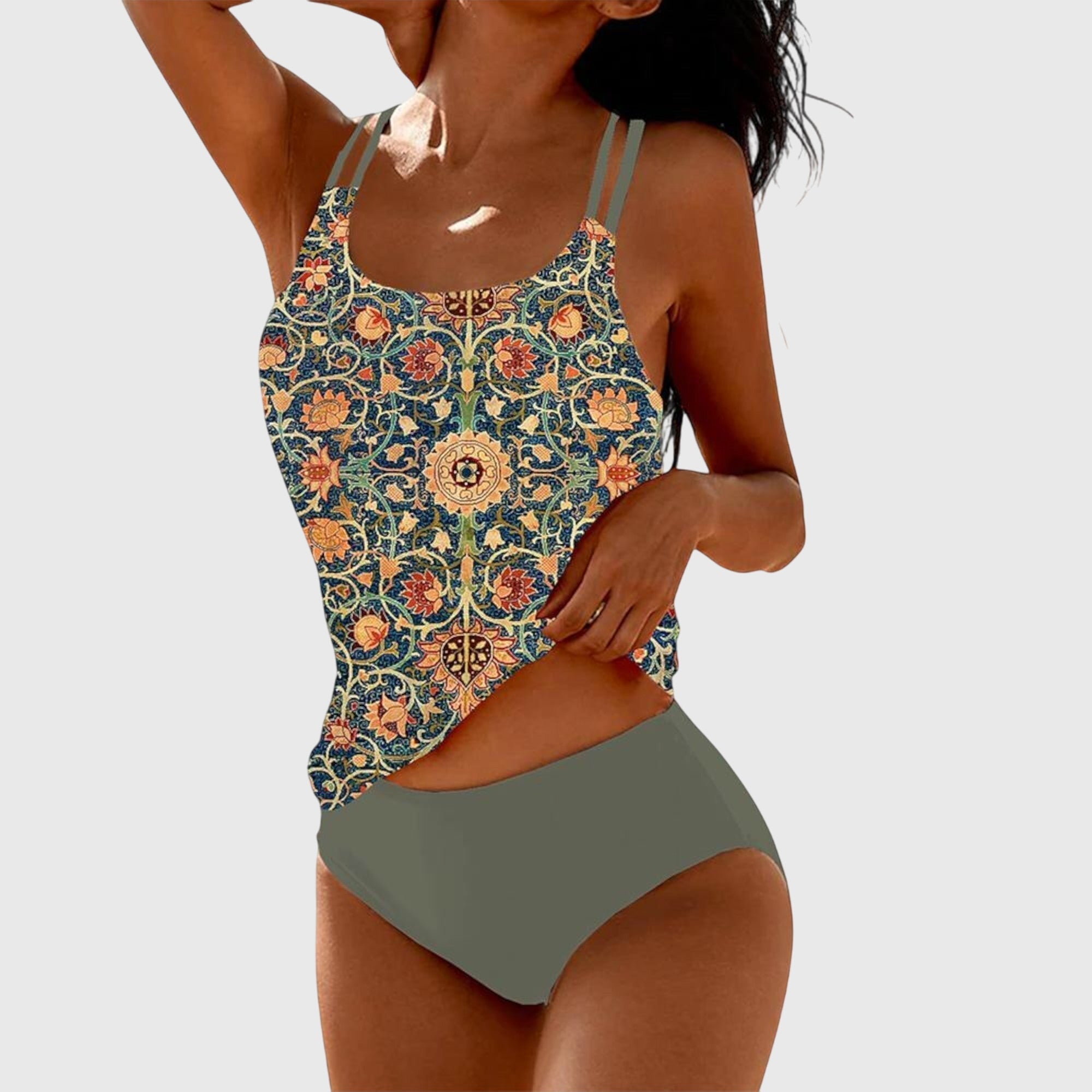 Women’s Printed Strappy Tankini Swimsuit