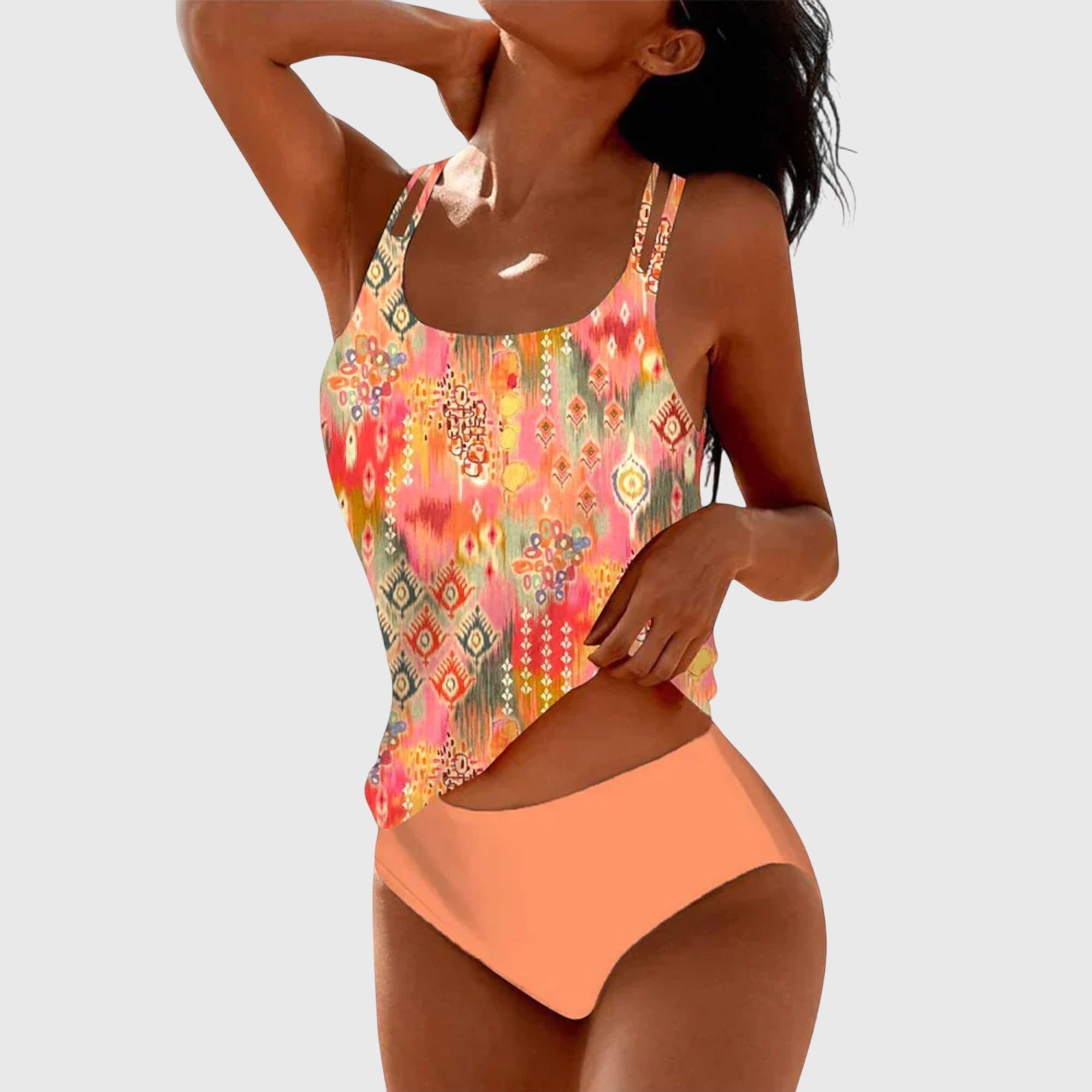 Women’s Printed Strappy Tankini Swimsuit