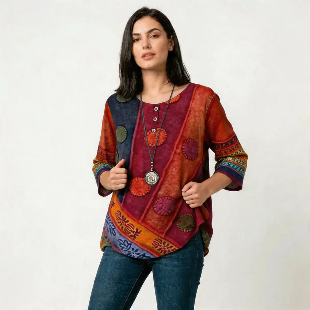 Boho Patchwork Women’s Blouse