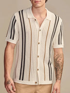 Men’s Striped Knit Button Up Shirt Fit
