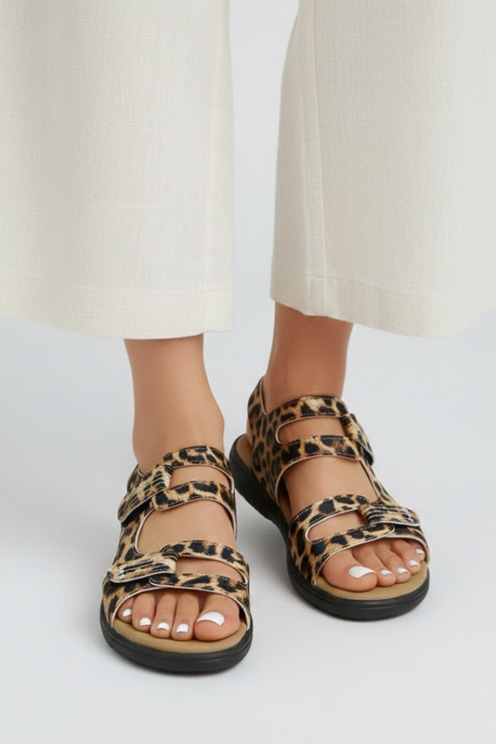 Women’s Leopard Print Multi Strap Sandals