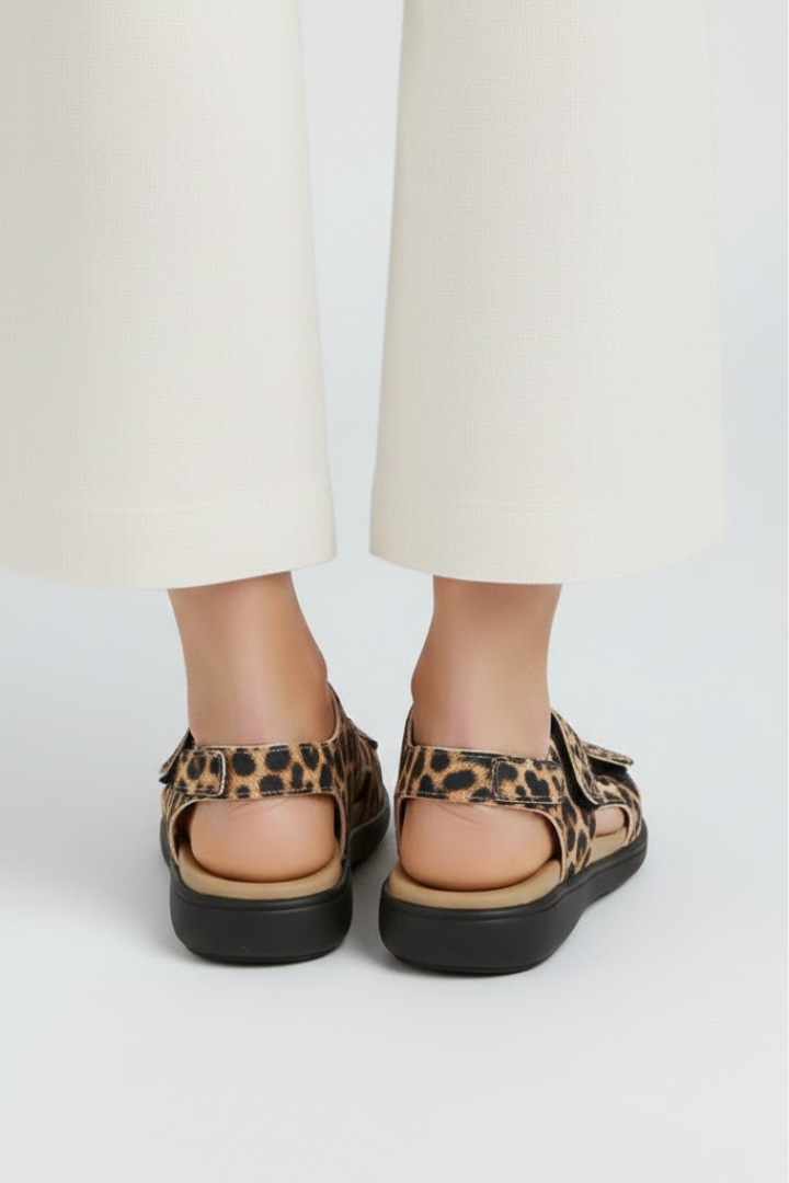 Women’s Leopard Print Multi Strap Sandals