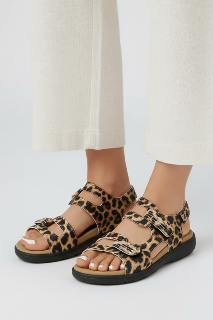 Women’s Leopard Print Multi Strap Sandals