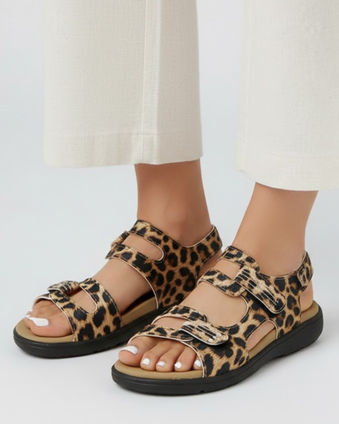 Women’s Leopard Print Multi Strap Sandals