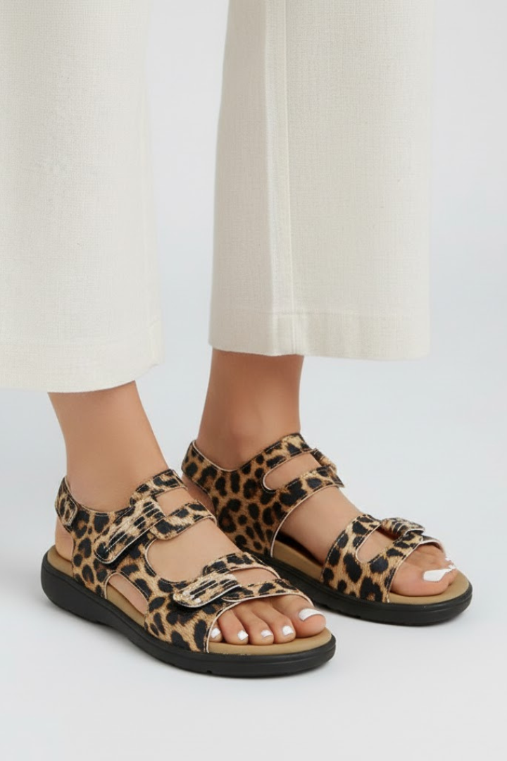 Women’s Leopard Print Multi Strap Sandals