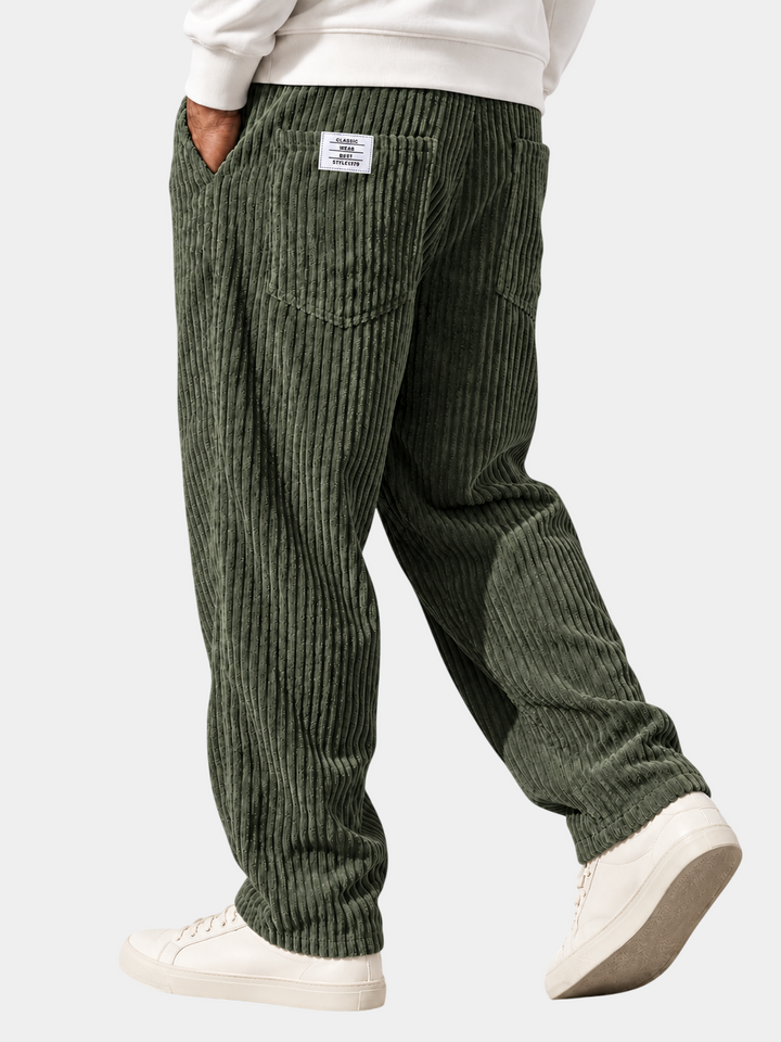 Soft winter trousers for men featuring elasticated drawstring waist
