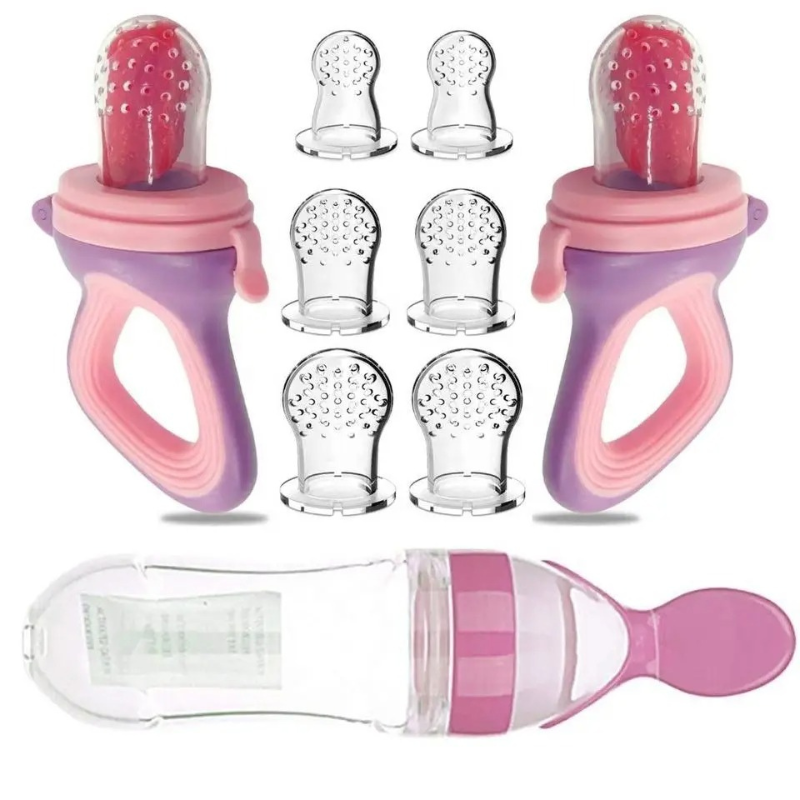 Baby teething pacifier with food grade silicone nipple for self feeding