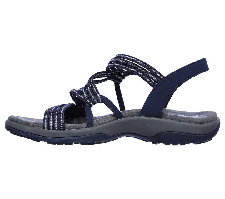 Side profile of summer footwear featuring adjustable straps and lightweight sole