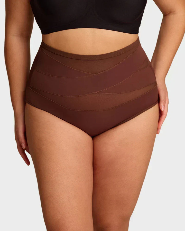 Women's shapewear brief with firm compression panel