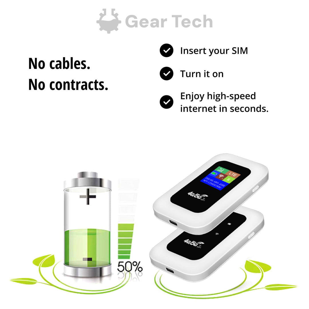 Portable wireless hotspot device side profile showing power button and USB port