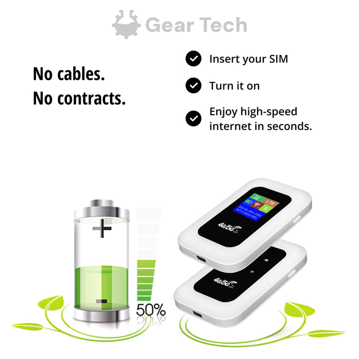 Portable wireless hotspot device side profile showing power button and USB port
