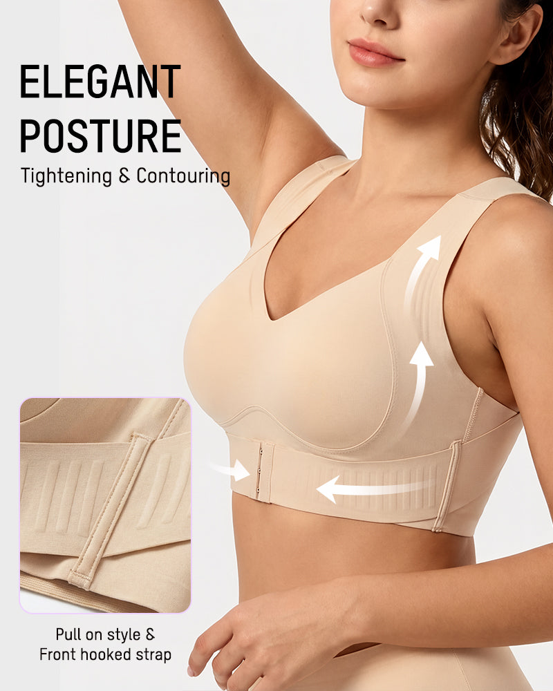 Supportive fitness apparel wireless bra highlighting wide shoulder straps