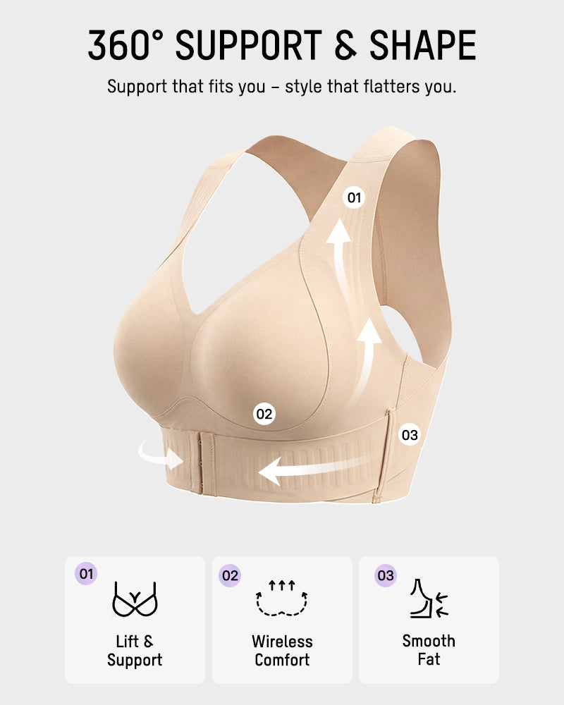 Seamless wireless sports bra showing stretchable and soft fabric