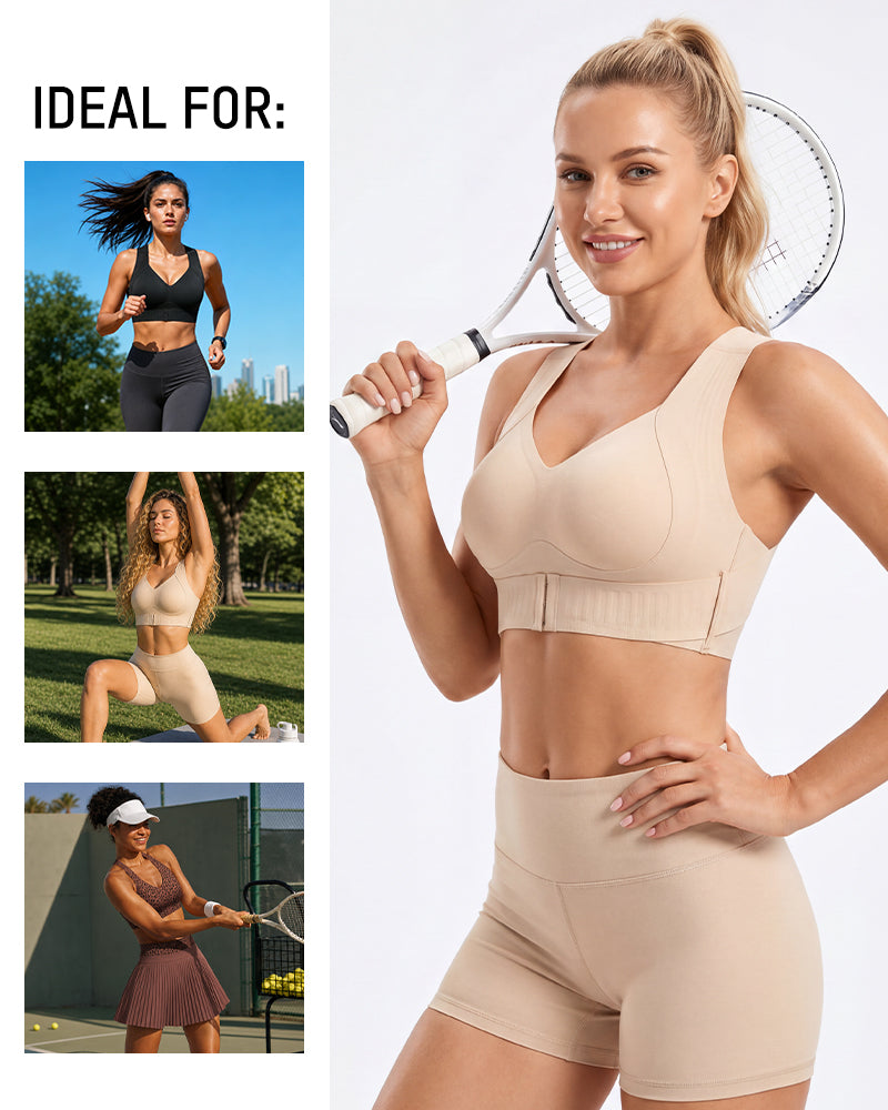 Comfortable womens activewear posture bra with cross back straps