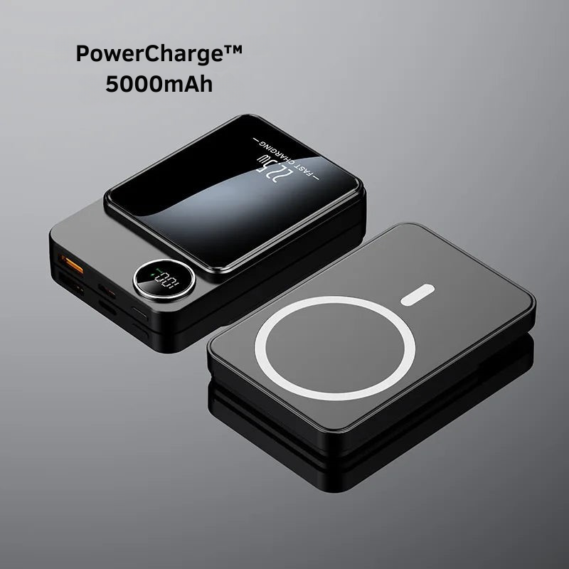 Black portable power bank angled view showing high capacity features
