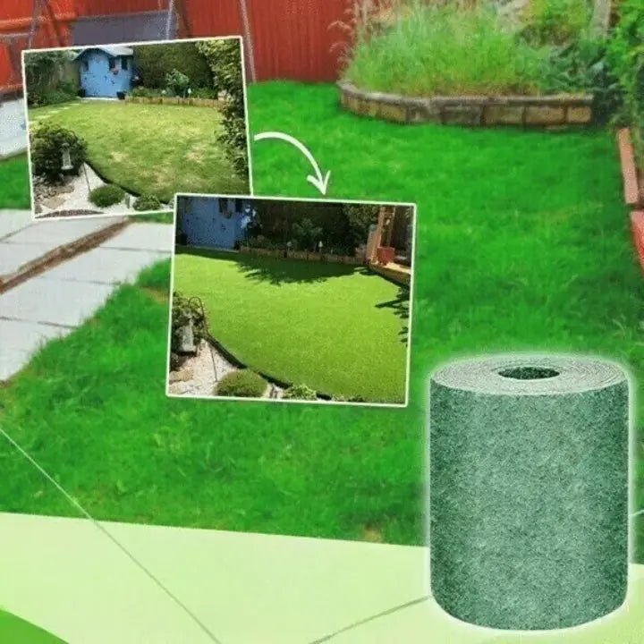 Rolled grass turf mat for fast lawn restoration in a green yard