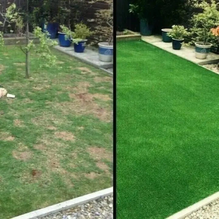 Biodegradable grass seed turf mat laid out for easy backyard landscaping