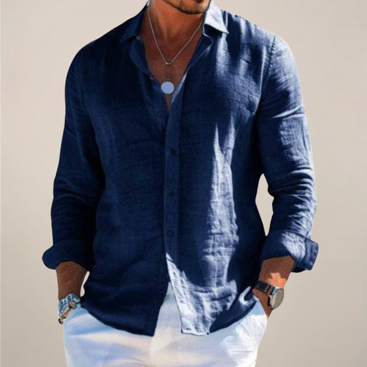 Comfortable summer fashion mens long sleeve button up shirt