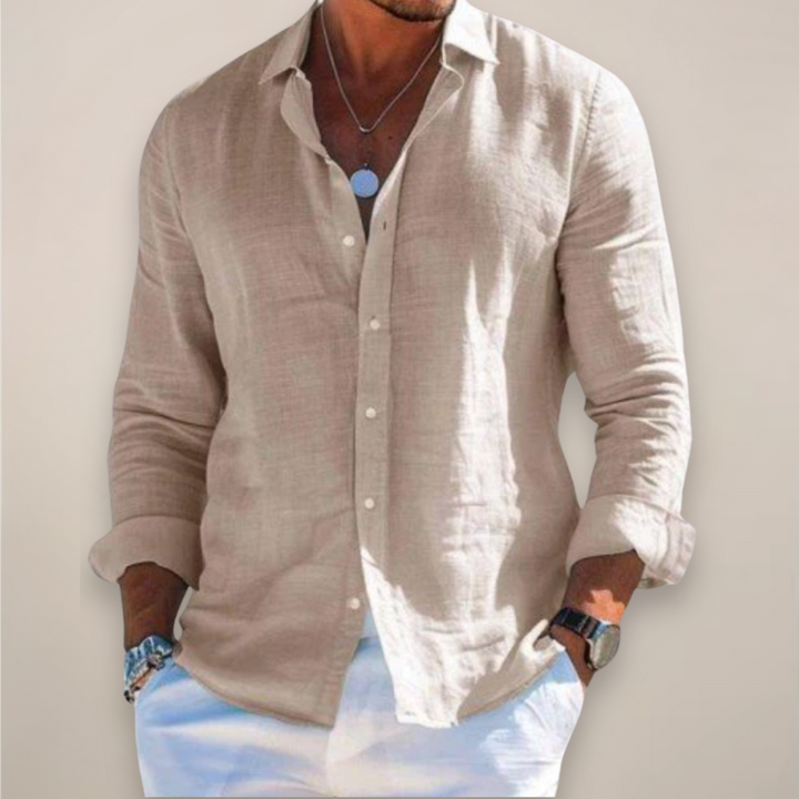 Mens clothing long sleeve shirt with classic button down design