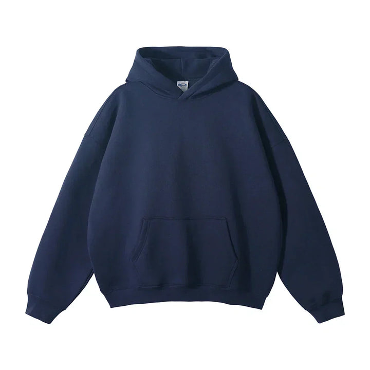 Side profile of mens relaxed pullover hoodie