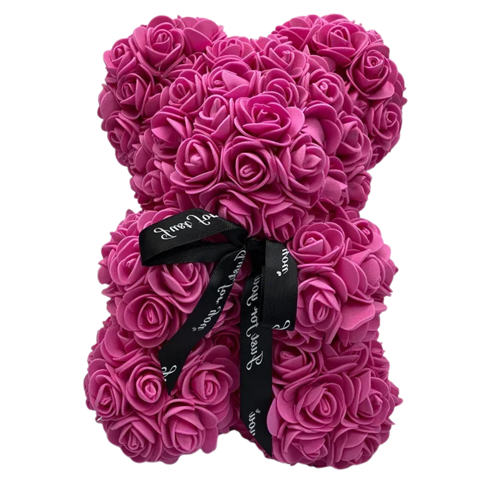 Decorative artificial rose bear keepsake for mothers day