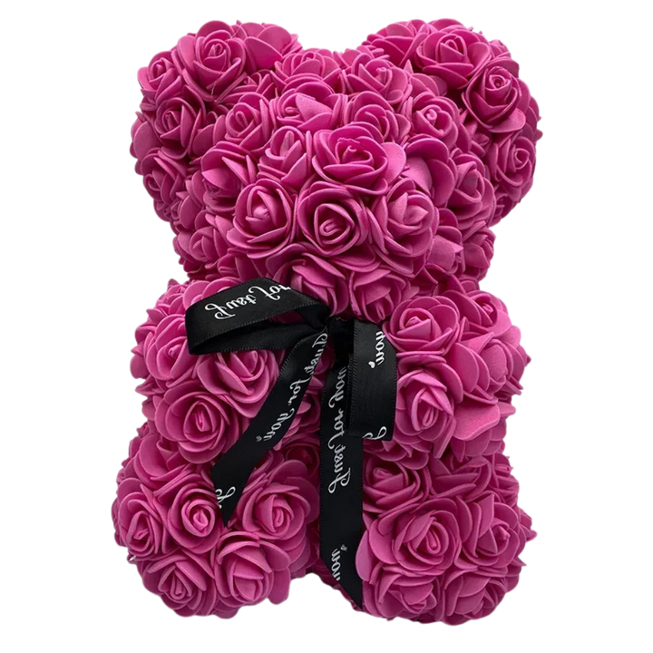 Decorative artificial rose bear keepsake for mothers day